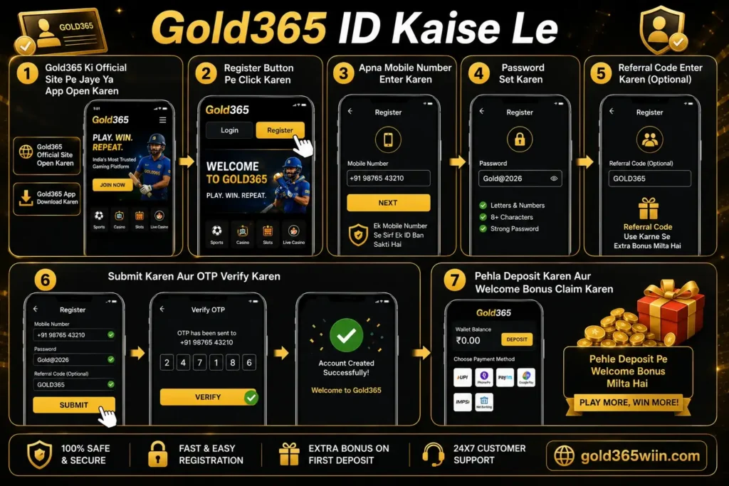 Steps of taking gold365 ID